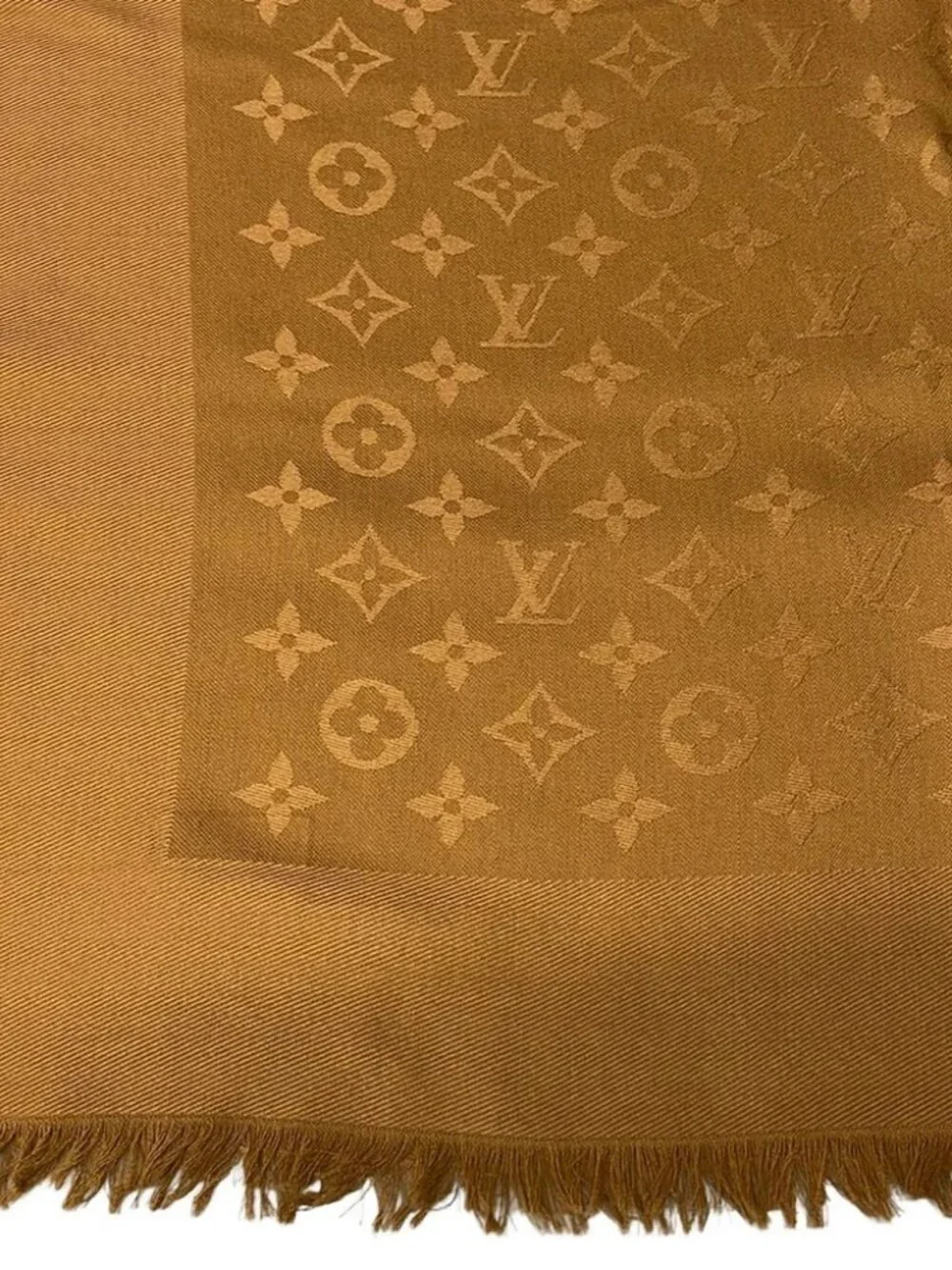 LOUIS VUITTON Brown Scarf Silk Wool